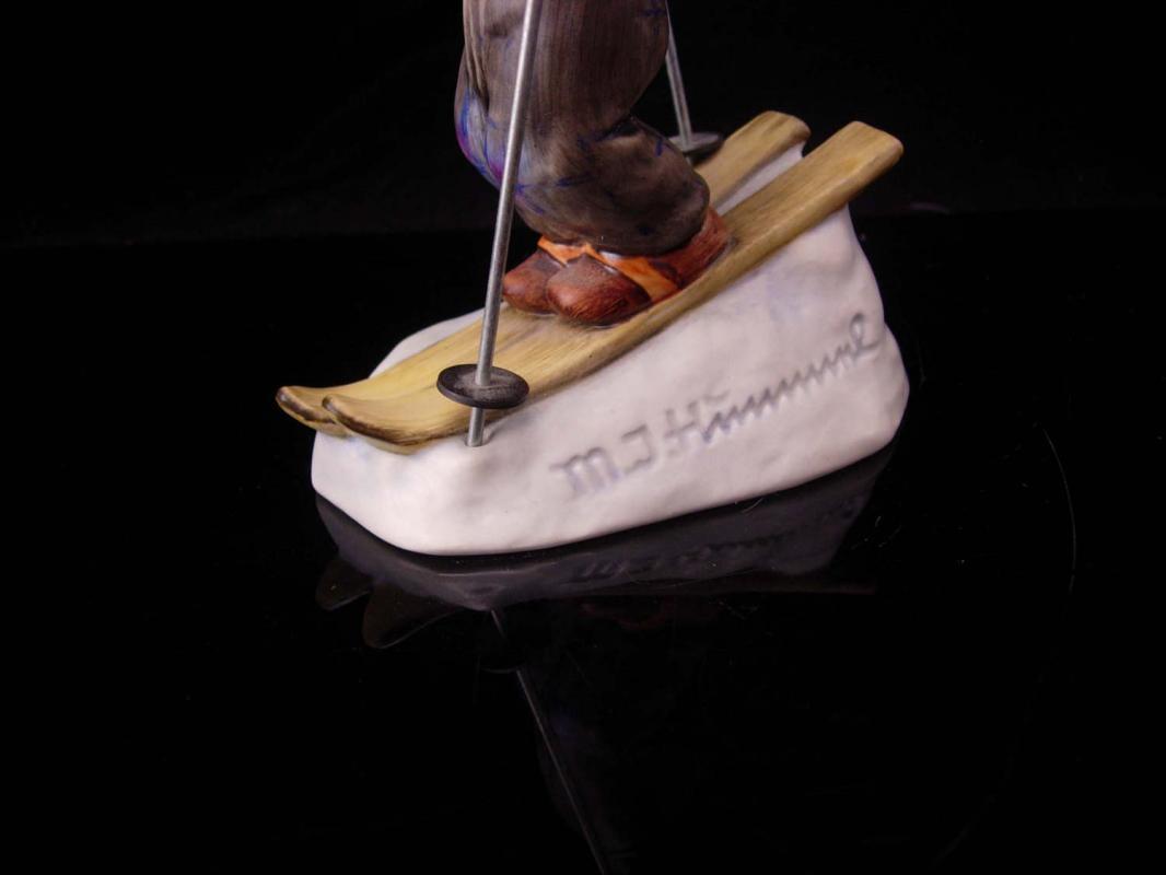 Vintage Skier / Goebel M.I. Hummel / little boy Figurine / W. Germany / Number 59 / metal ski poles / winter sport gift