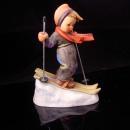 Vintage Skier / Goebel M.I. Hummel / little boy Figurine / W. Germany / Number 59 / metal ski poles / winter sport gift