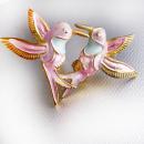 Vintage Hummingbird EARRINGS whimsical bird clip ons 1950s era