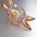 Vintage Hummingbird EARRINGS whimsical bird clip ons 1950s era