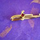 Magician Tie Clip Sword Extra Large Vintage gold Red Jeweled Renaissance Knight Designer Hickok Men's Fine Tie Accessory