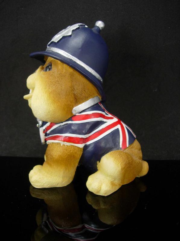 Best of British BULLDOG statue Figurine with flag jacket English Bobby helmet metropolitan police souvenir
