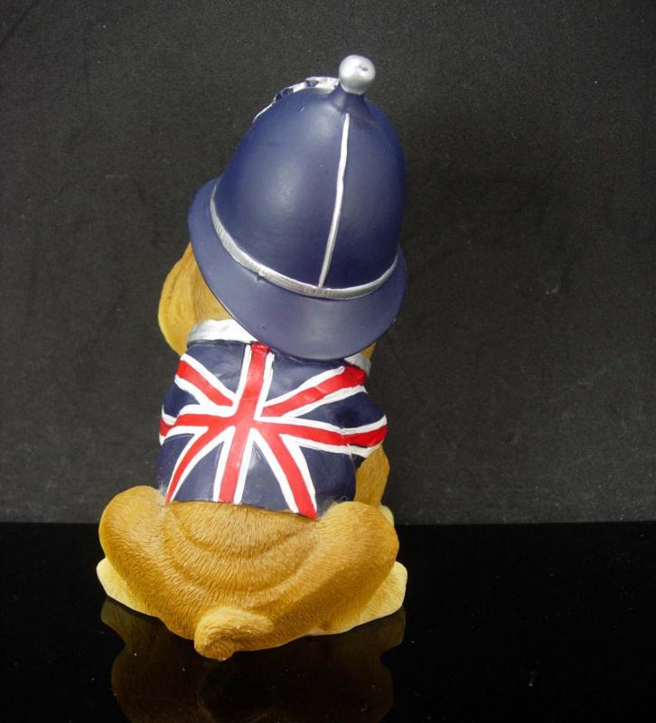 Best of British BULLDOG statue Figurine with flag jacket English Bobby helmet metropolitan police souvenir