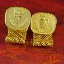 UNUSUAL Cleopatra Cuff links Cigar advertising Cufflinks Vintage gold Mesh Wrap Grenadiers Connoisseurs and Cigar Aficionados Gift for him