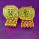 UNUSUAL Cleopatra Cuff links Cigar advertising Cufflinks Vintage gold Mesh Wrap Grenadiers Connoisseurs and Cigar Aficionados Gift for him
