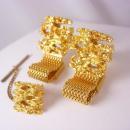 Swank Gold NUGGET Cufflinks Vintage Tie Tack Tac Set with Chain Designer Men's Jewelry estate cuff links wrap mesh accessoory
