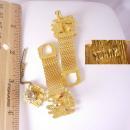 Swank Gold NUGGET Cufflinks Vintage Tie Tack Tac Set with Chain Designer Men's Jewelry estate cuff links wrap mesh accessoory