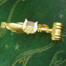 Horned Mokanna Masonic tie Clip Gavel gold red enamel fraternal mens gift vintage viking horns military officer prophet freemasonary Tie bar