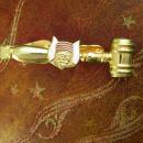 Horned Mokanna Masonic tie Clip Gavel gold red enamel fraternal mens gift vintage viking horns military officer prophet freemasonary Tie bar