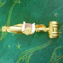 Horned Mokanna Masonic tie Clip Gavel gold red enamel fraternal mens gift vintage viking horns military officer prophet freemasonary Tie bar