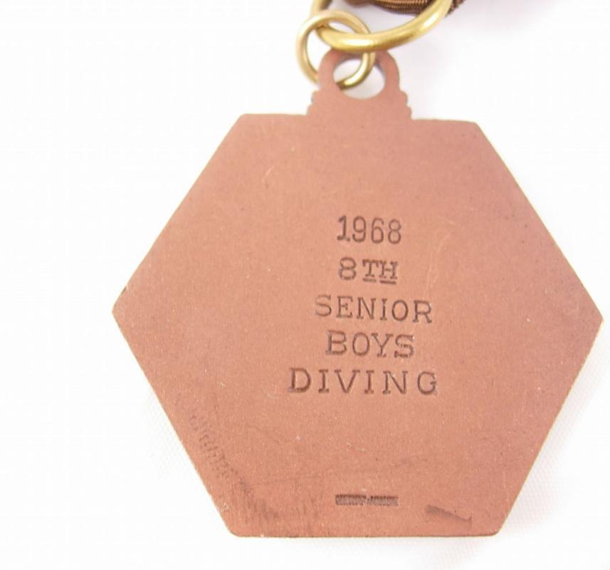 Vintage cicca 1968 senior boys swimming diving medal ribbon splash sports athletics awards