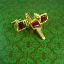 Vintage Formal Red Cufflinks Tie clip Foster Gold plate Men's Wedding Set Jeweled Cuff Links designer wedding formal wear anniversary gift