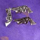 Vintage pistol Cufflinks Six Shooter gun Tie Clip Industrial Silver Colt 45 Novelty Signed LISA Men's Complete Gun Finish Set revolver gift