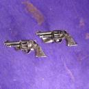 Vintage pistol Cufflinks Six Shooter gun Tie Clip Industrial Silver Colt 45 Novelty Signed LISA Men's Complete Gun Finish Set revolver gift