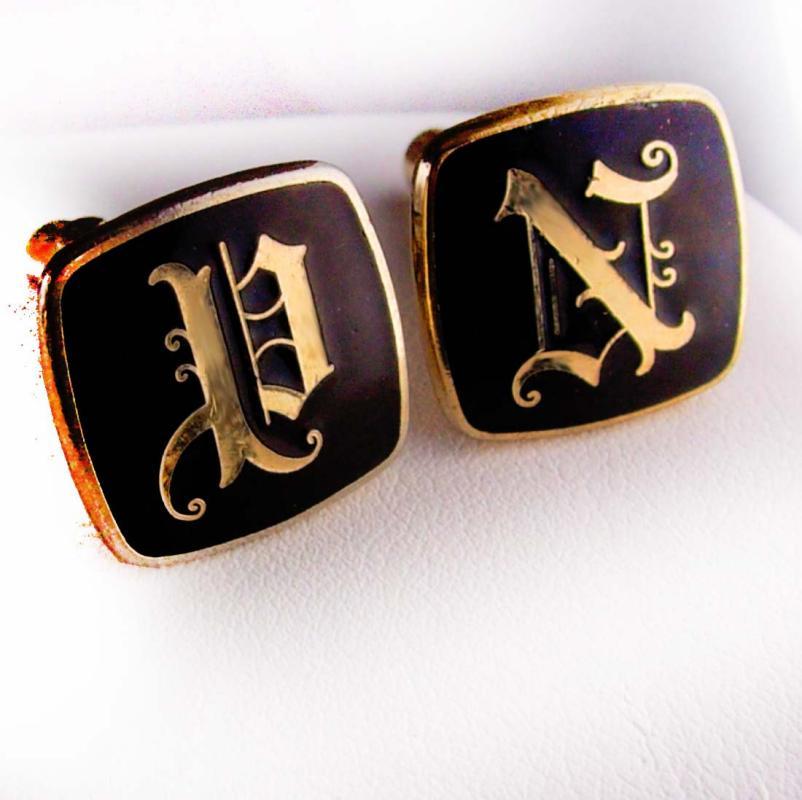 Classy Custom Script Monogrammed Cufflinks Vintage Initial NP PN Letters Gothic Business personalized letter Executive Accessory