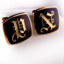 Classy Custom Script Monogrammed Cufflinks Vintage Initial NP PN Letters Gothic Business personalized letter Executive Accessory