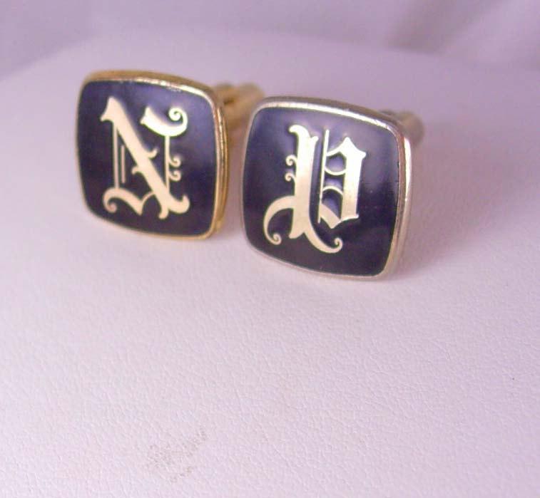 Classy Custom Script Monogrammed Cufflinks Vintage Initial NP PN Letters Gothic Business personalized letter Executive Accessory