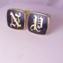 Classy Custom Script Monogrammed Cufflinks Vintage Initial NP PN Letters Gothic Business personalized letter Executive Accessory