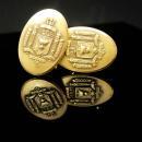 Naval Academy Cufflinks vintage jewel backs Navy poseidon military insignia uniform USNA Ex Scientia Tridens Krementz 14kt gold overlay l