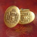 Naval Academy Cufflinks vintage jewel backs Navy poseidon military insignia uniform USNA Ex Scientia Tridens Krementz 14kt gold overlay l