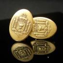 Naval Academy Cufflinks vintage jewel backs Navy poseidon military insignia uniform USNA Ex Scientia Tridens Krementz 14kt gold overlay l