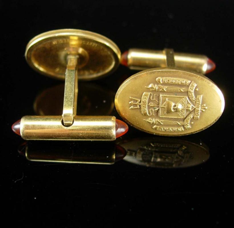 Naval Academy Cufflinks vintage jewel backs Navy poseidon military insignia uniform USNA Ex Scientia Tridens Krementz 14kt gold overlay l