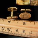 Naval Academy Cufflinks vintage jewel backs Navy poseidon military insignia uniform USNA Ex Scientia Tridens Krementz 14kt gold overlay l