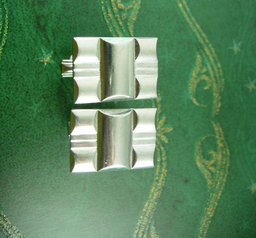 Industrial Cufflinks Vintage Wooven Silver Watch Links 3 D Bumpy Pattern Dynamic Pat Pend Cuff Links