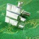 Industrial Cufflinks Vintage Wooven Silver Watch Links 3 D Bumpy Pattern Dynamic Pat Pend Cuff Links