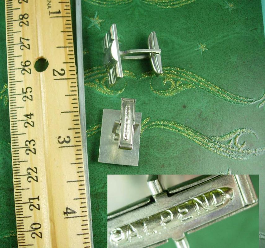 Industrial Cufflinks Vintage Wooven Silver Watch Links 3 D Bumpy Pattern Dynamic Pat Pend Cuff Links