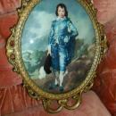 Vintage Bubble Glass Blue Boy Italian Metal Frame Baroque Italian