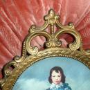 Vintage Bubble Glass Blue Boy Italian Metal Frame Baroque Italian