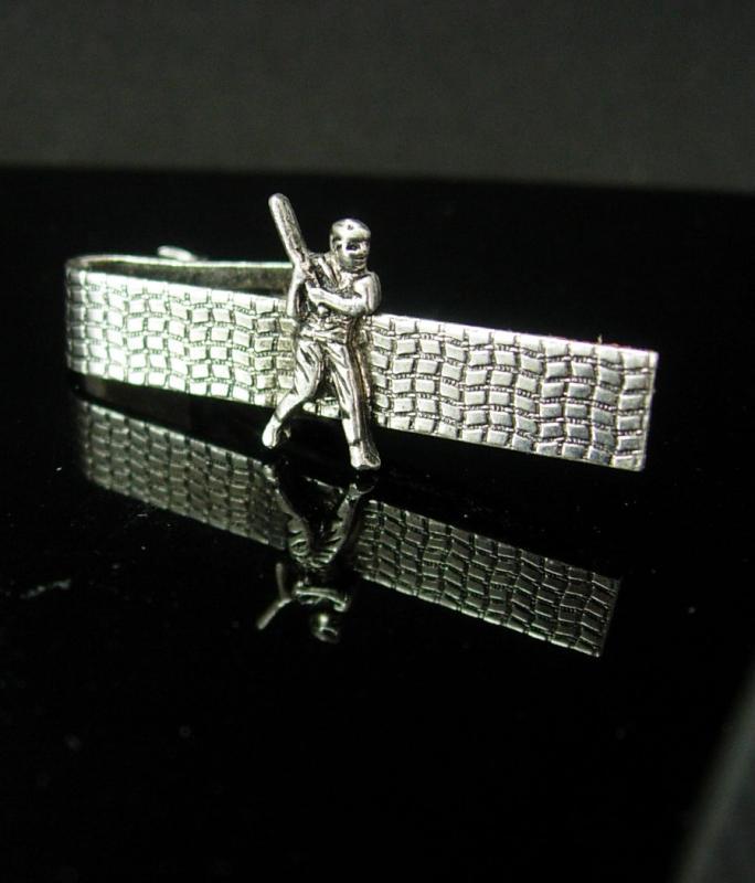 Vintage Baseball Tie clip silver Bat & Ball Little League Coach Batter sports gift groomsman bachelor party novelty jewelry Anson Tie bar