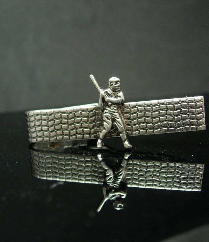 Vintage Baseball Tie clip silver Bat & Ball Little League Coach Batter sports gift groomsman bachelor party novelty jewelry Anson Tie bar