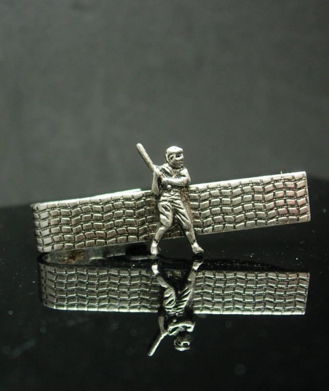 Vintage Baseball Tie clip silver Bat & Ball Little League Coach Batter sports gift groomsman bachelor party novelty jewelry Anson Tie bar