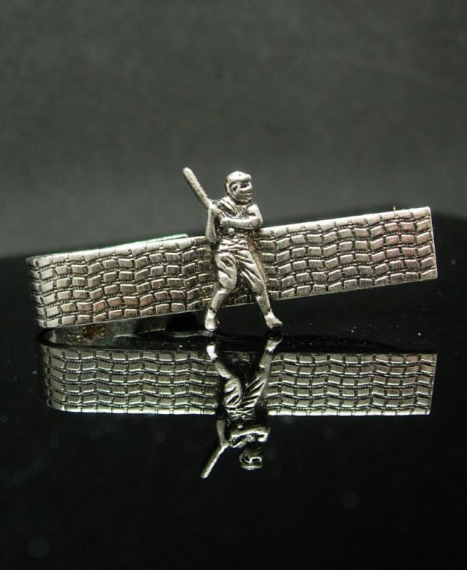 Vintage Baseball Tie clip silver Bat & Ball Little League Coach Batter sports gift groomsman bachelor party novelty jewelry Anson Tie bar