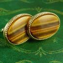 Hansome Tiger Eye Cufflinks Vintage Gold Diamond Rope edges Gemstone Metamorphic Rock cats eye mens jewelry anniversary gift cuff links