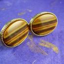 Hansome Tiger Eye Cufflinks Vintage Gold Diamond Rope edges Gemstone Metamorphic Rock cats eye mens jewelry anniversary gift cuff links