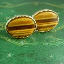 Hansome Tiger Eye Cufflinks Vintage Gold Diamond Rope edges Gemstone Metamorphic Rock cats eye mens jewelry anniversary gift cuff links