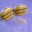 Hansome Tiger Eye Cufflinks Vintage Gold Diamond Rope edges Gemstone Metamorphic Rock cats eye mens jewelry anniversary gift cuff links