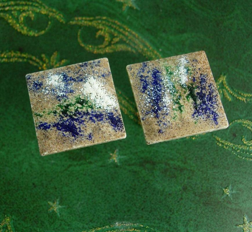 Pop Art Cufflinks Abstract  sandcast enamel Cuff Links Kaflinks Pat # 2472958 silver Sleeve Accessory