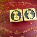 WestingHouse Cufflinks Vintage Washing Machine Industrial Gold plate Wringer Washer Cuff Links