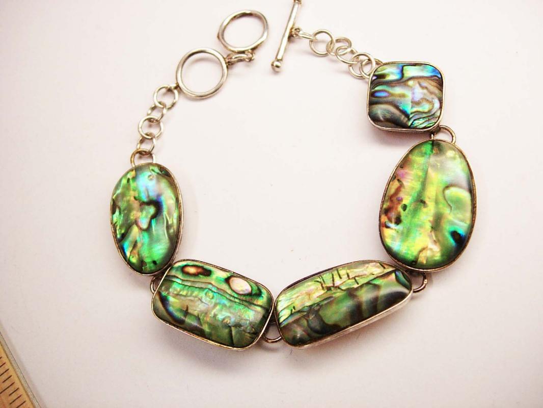 Vintage Abalone Bracelet Sterling 925 Signed LUB sterling