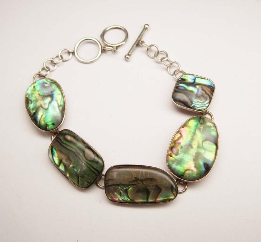 Vintage Abalone Bracelet Sterling 925 Signed LUB sterling