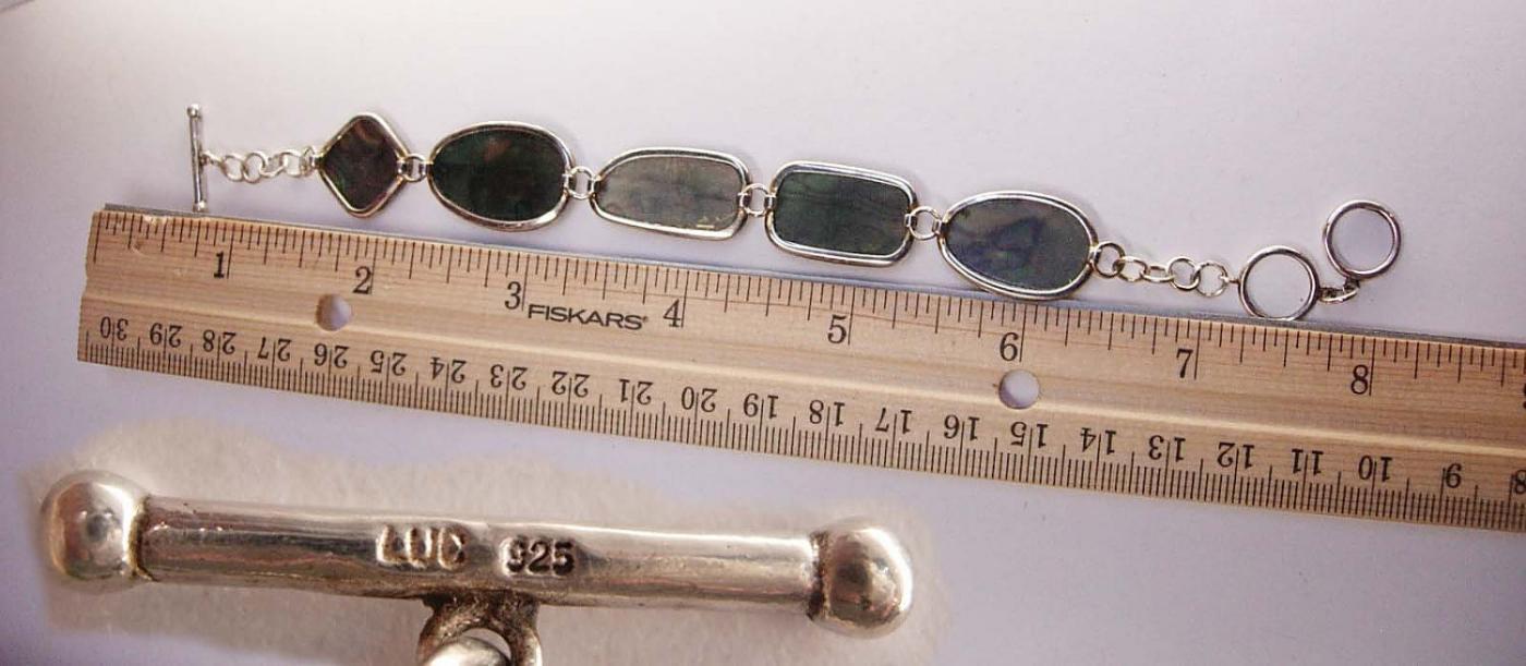 Vintage Abalone Bracelet Sterling 925 Signed LUB sterling