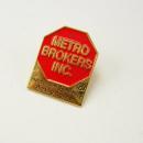 Vintage Metro Brokers Inc Tie Tack Lapel Pin Red Enamel Collectors Real Estate
