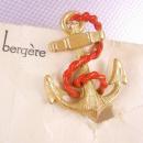 Vintage Bergere Anchor earrings & original card Enamel chain
