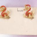 Vintage Bergere Anchor earrings & original card Enamel chain