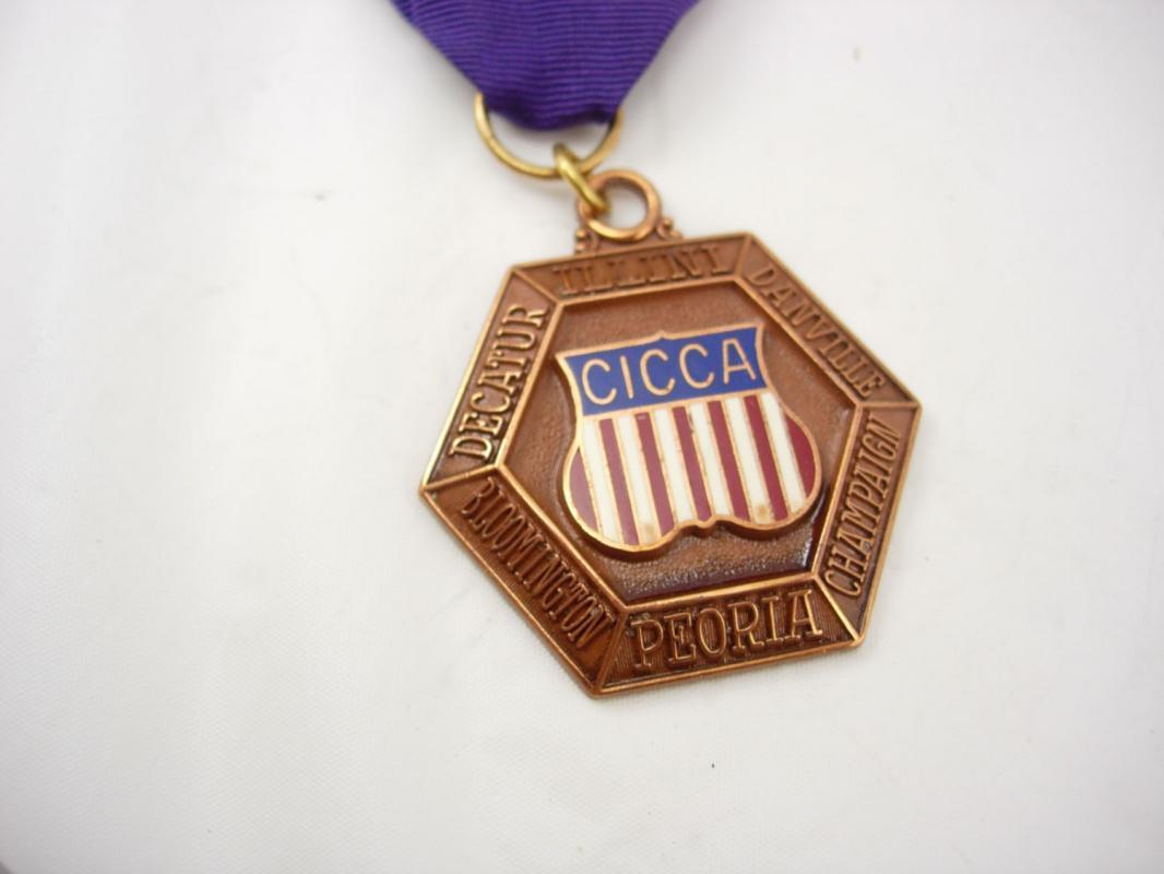 Vintage cicca 1969 senior boys swimming 100 YD breast stroke medal ribbon 6th place Herff Jones splash sports athletics awards