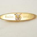 Vintage Shriners Engraved Garnet Tie Clip Moslem 1956 Masons Birthday Business Signed Hickok USA Tie bar